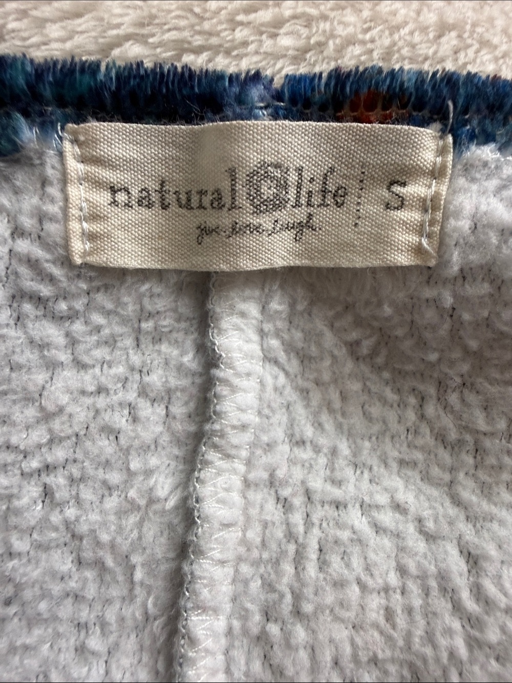 Natural Life Blue Patchwork Floral Fleece One Piece Pajama Jumpsuit Small - Picture 6 of 9